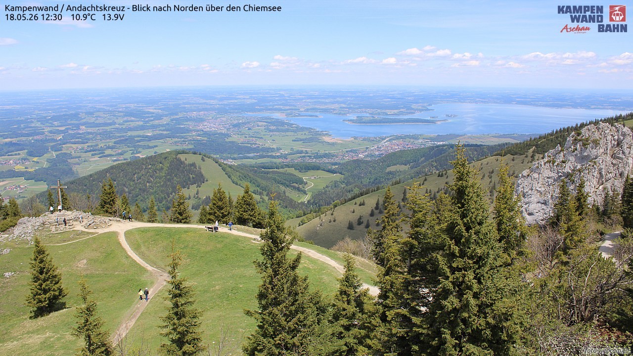Archiv Foto Webcam Kampenwand - Blick nach Norden über den Chiemsee