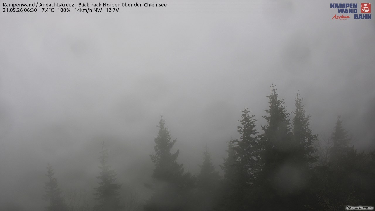 Archiv Foto Webcam Kampenwand - Blick nach Norden über den Chiemsee