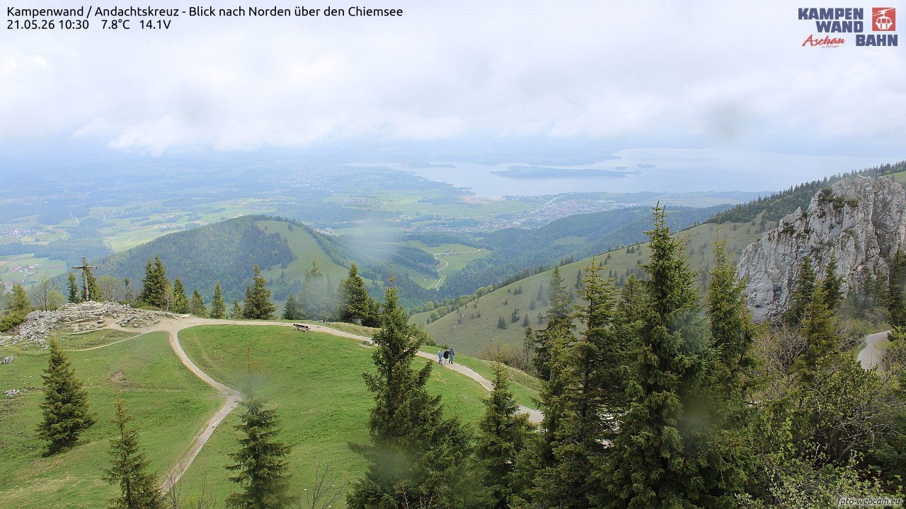 Archiv Foto Webcam Kampenwand - Blick nach Norden über den Chiemsee
