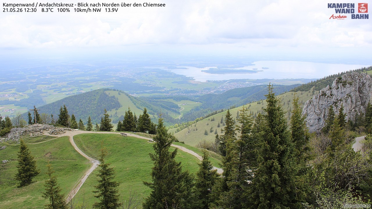 Archiv Foto Webcam Kampenwand - Blick nach Norden über den Chiemsee