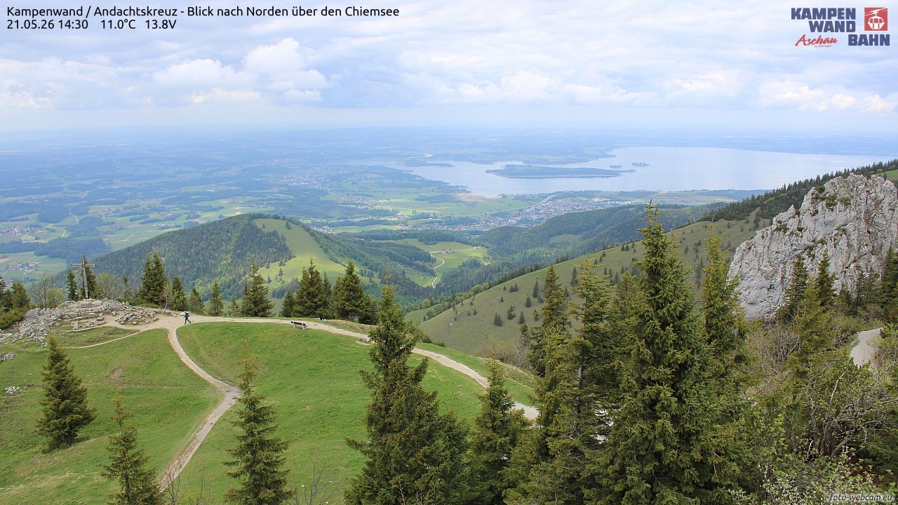 Archiv Foto Webcam Kampenwand - Blick nach Norden über den Chiemsee
