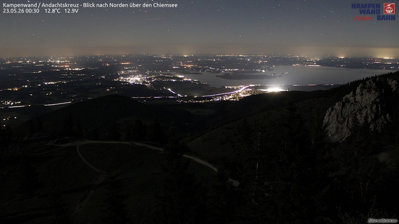 Archiv Foto Webcam Kampenwand - Blick nach Norden über den Chiemsee