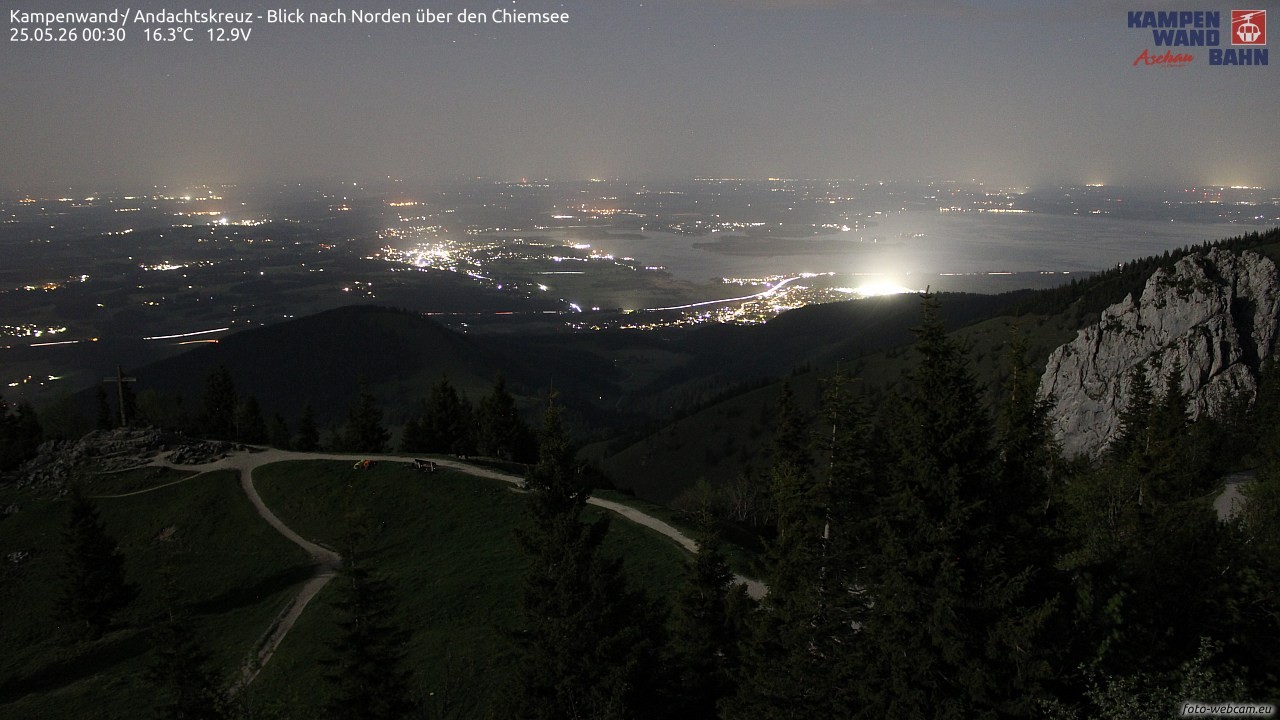 Archiv Foto Webcam Kampenwand - Blick nach Norden über den Chiemsee
