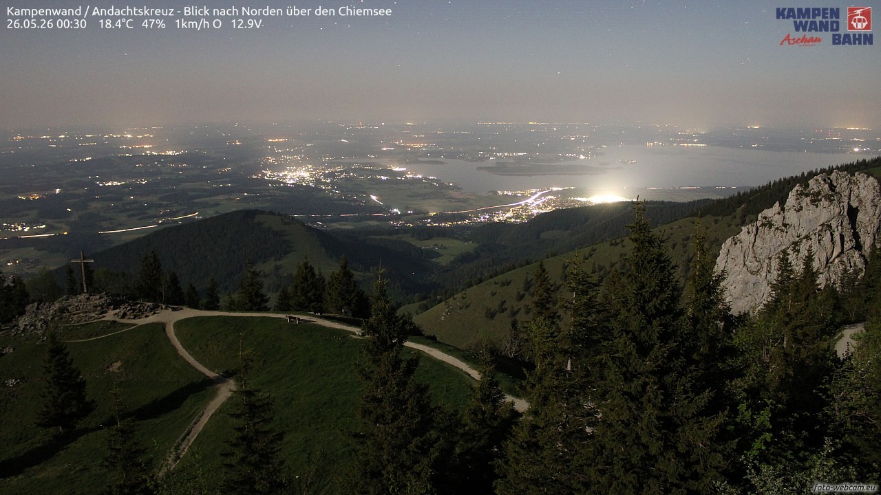 Archiv Foto Webcam Kampenwand - Blick nach Norden über den Chiemsee
