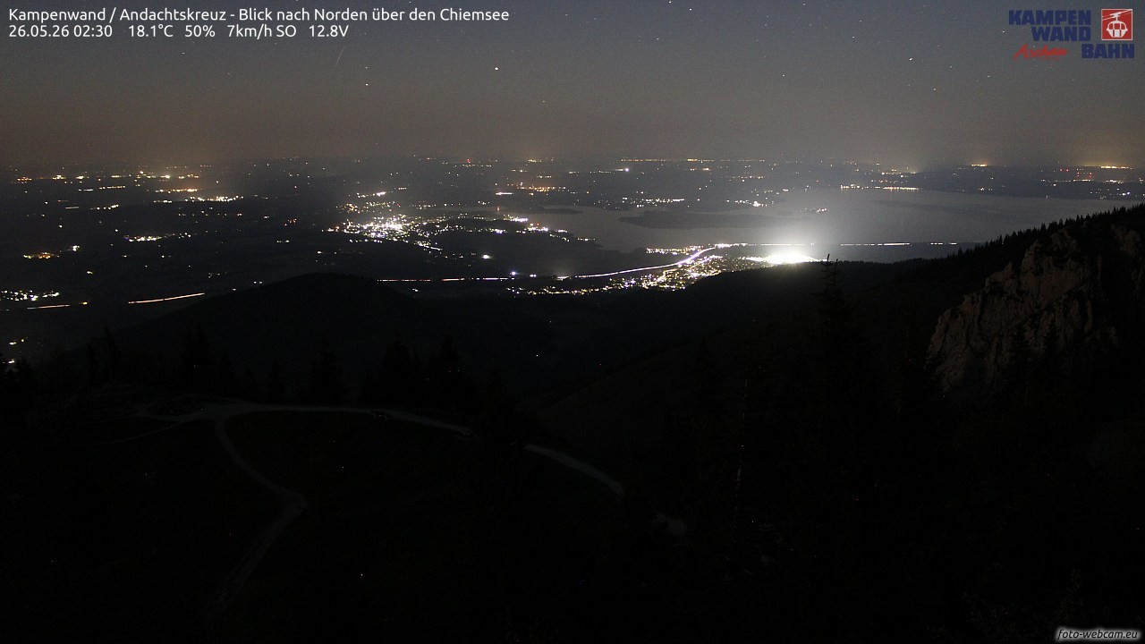 Archiv Foto Webcam Kampenwand - Blick nach Norden über den Chiemsee