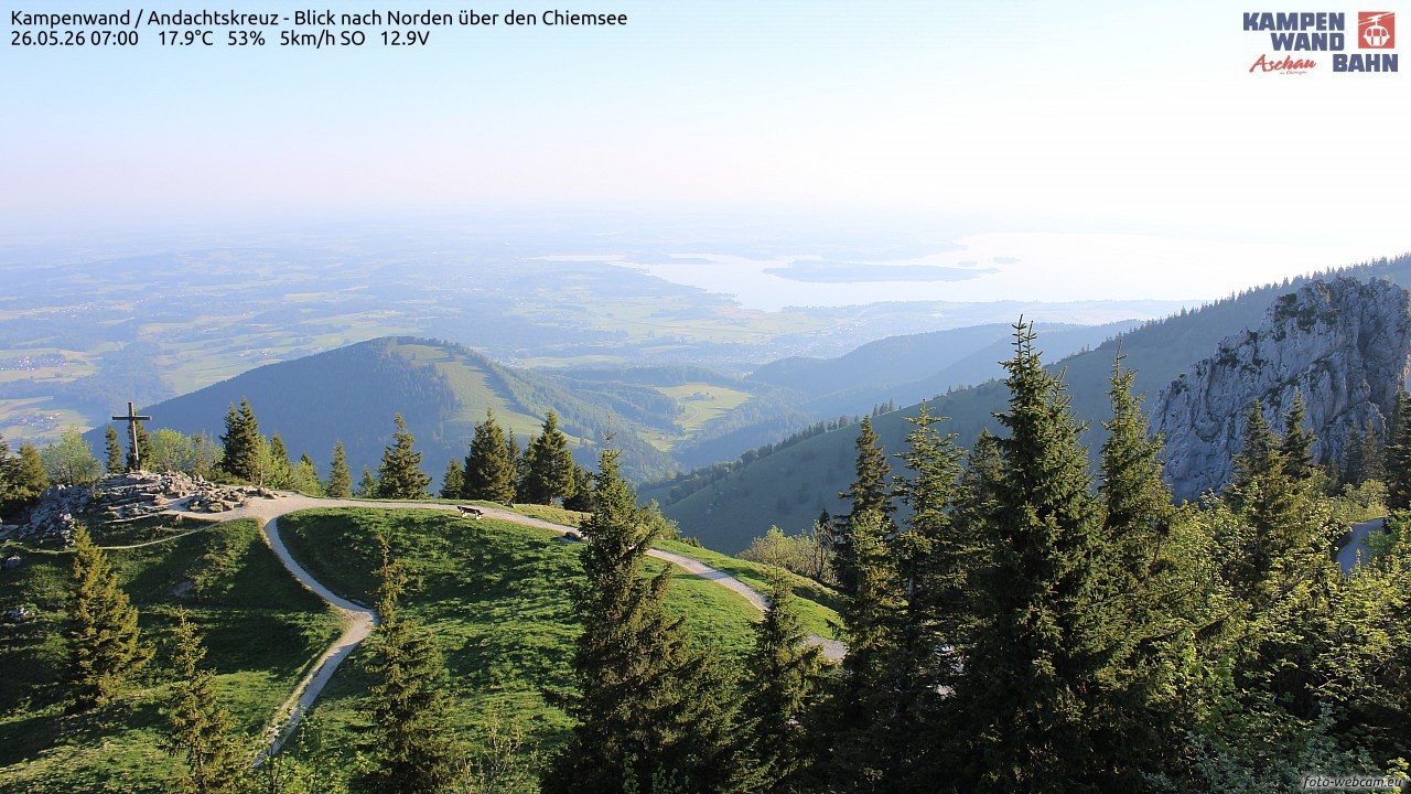 Archiv Foto Webcam Kampenwand - Blick nach Norden über den Chiemsee