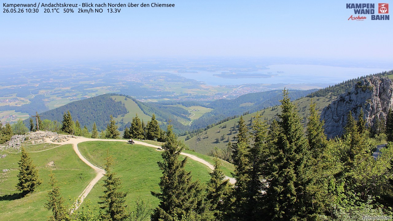 Archiv Foto Webcam Kampenwand - Blick nach Norden über den Chiemsee