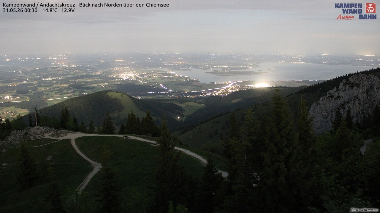 Archiv Foto Webcam Kampenwand - Blick nach Norden über den Chiemsee