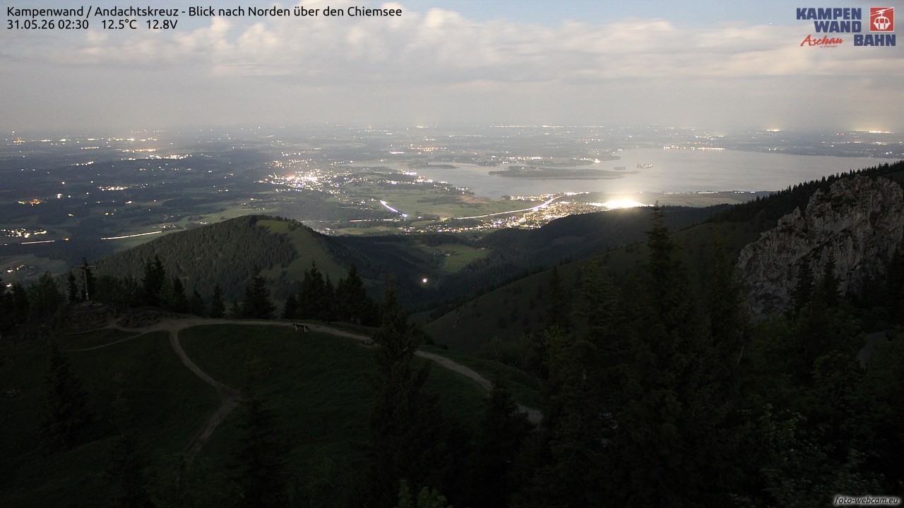 Archiv Foto Webcam Kampenwand - Blick nach Norden über den Chiemsee