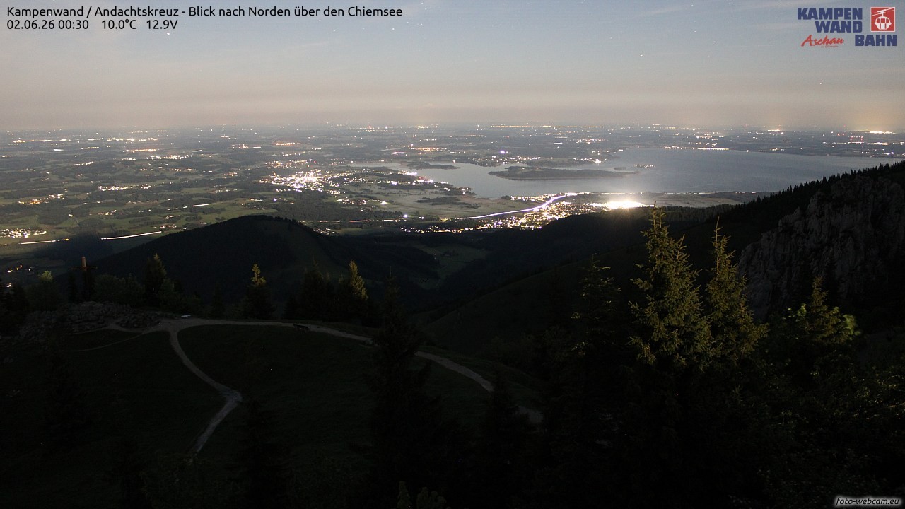 Archiv Foto Webcam Kampenwand - Blick nach Norden über den Chiemsee