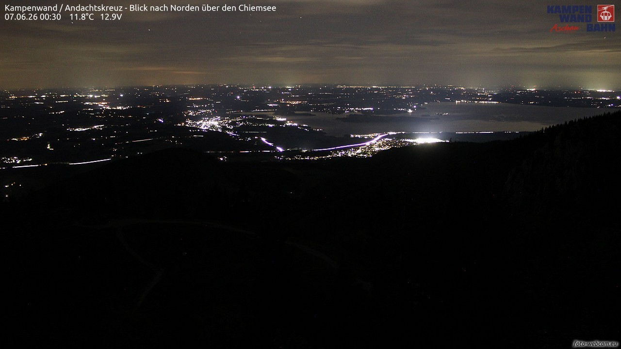 Archiv Foto Webcam Kampenwand - Blick nach Norden über den Chiemsee