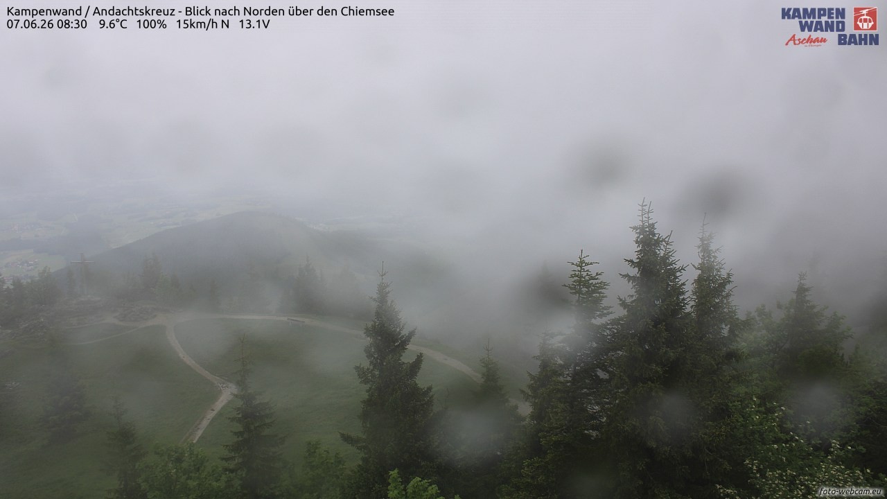 Archiv Foto Webcam Kampenwand - Blick nach Norden über den Chiemsee