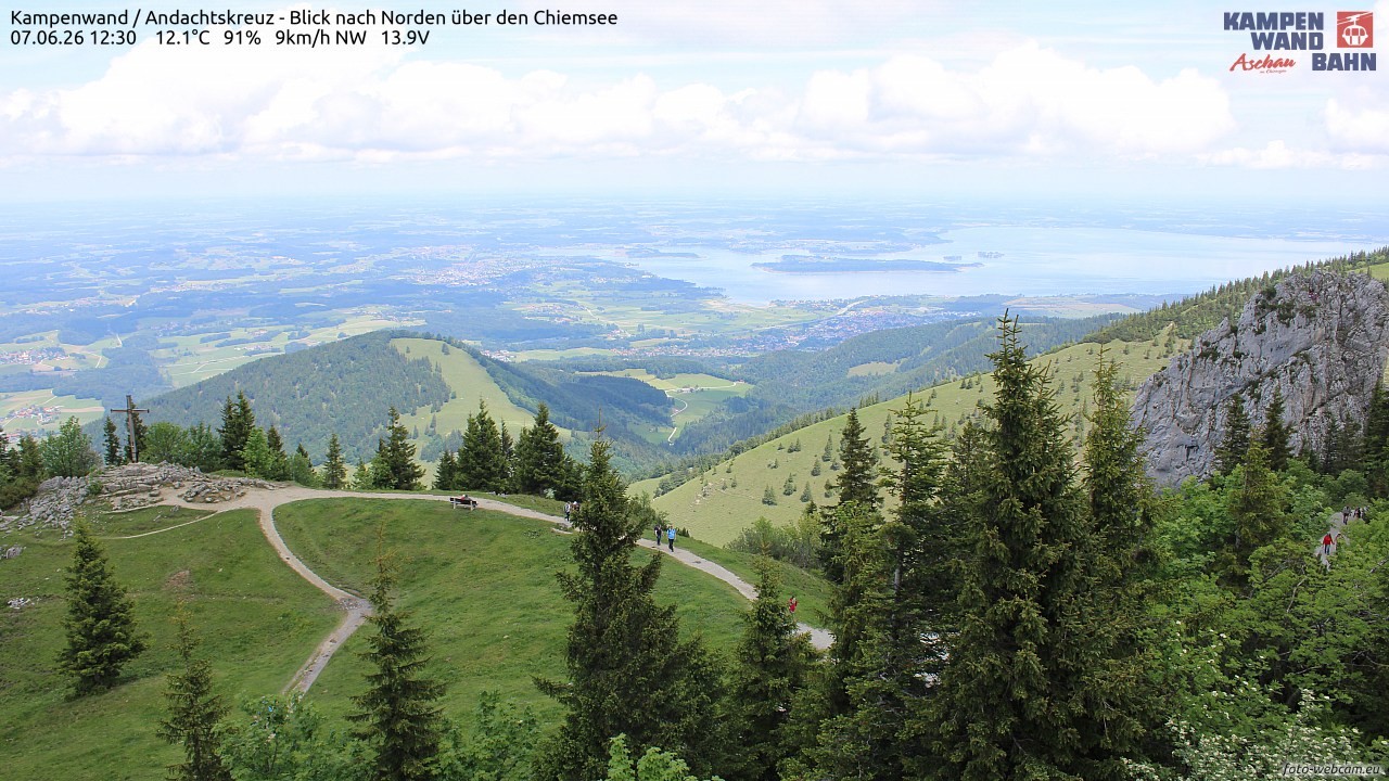Archiv Foto Webcam Kampenwand - Blick nach Norden über den Chiemsee