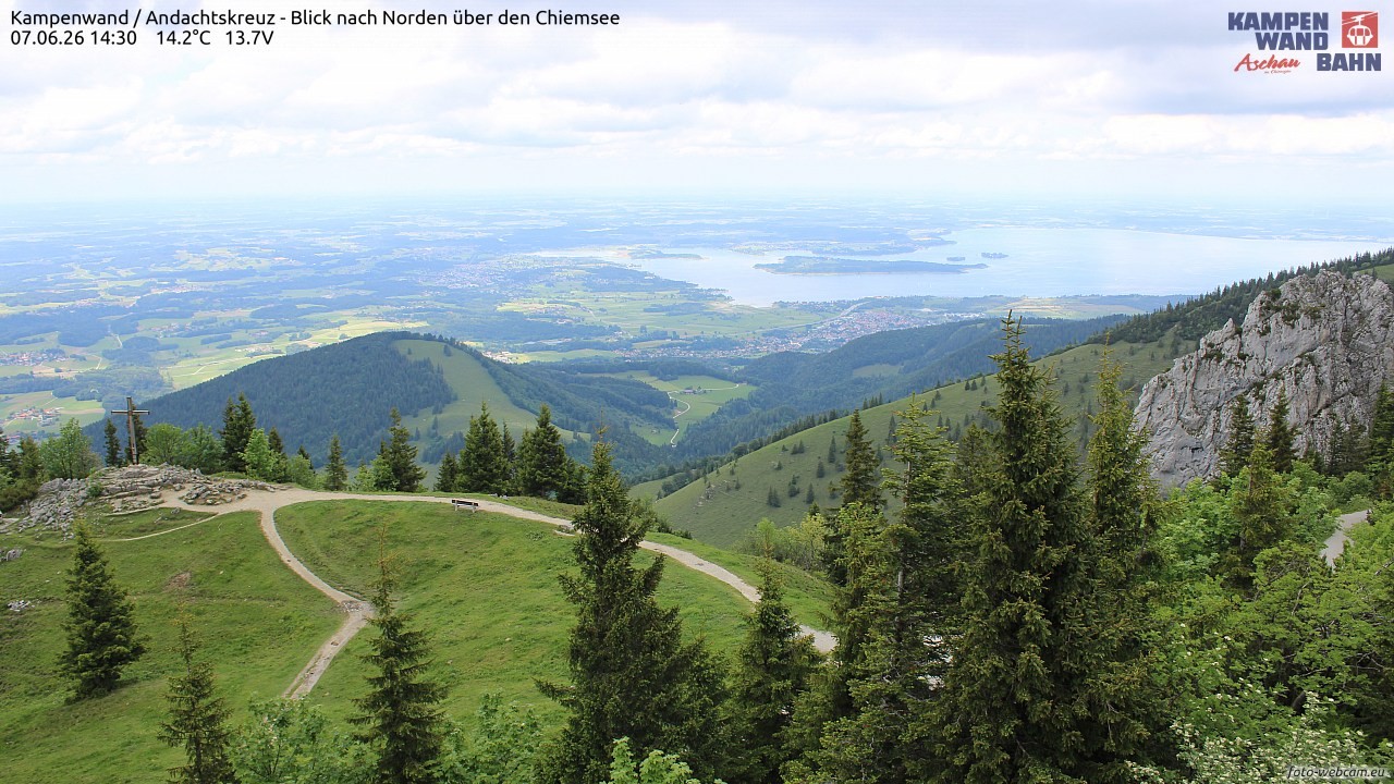 Archiv Foto Webcam Kampenwand - Blick nach Norden über den Chiemsee