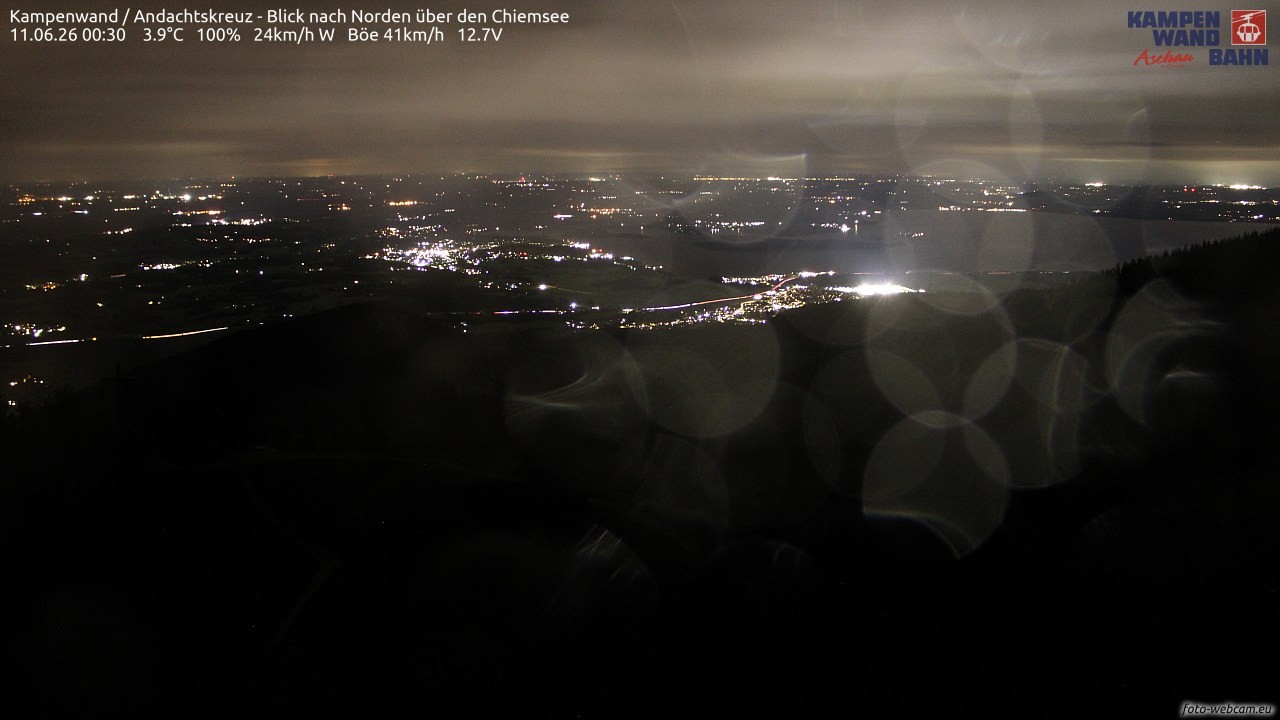 Archiv Foto Webcam Kampenwand - Blick nach Norden über den Chiemsee