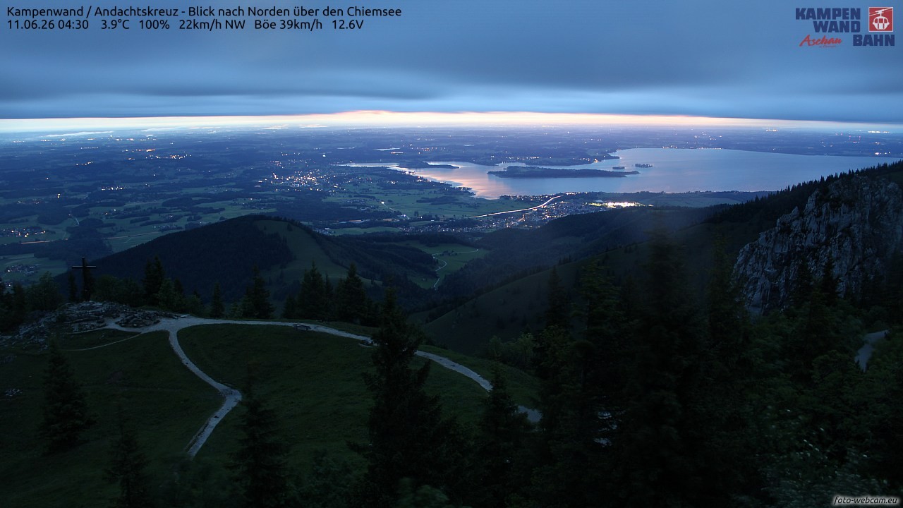 Archiv Foto Webcam Kampenwand - Blick nach Norden über den Chiemsee
