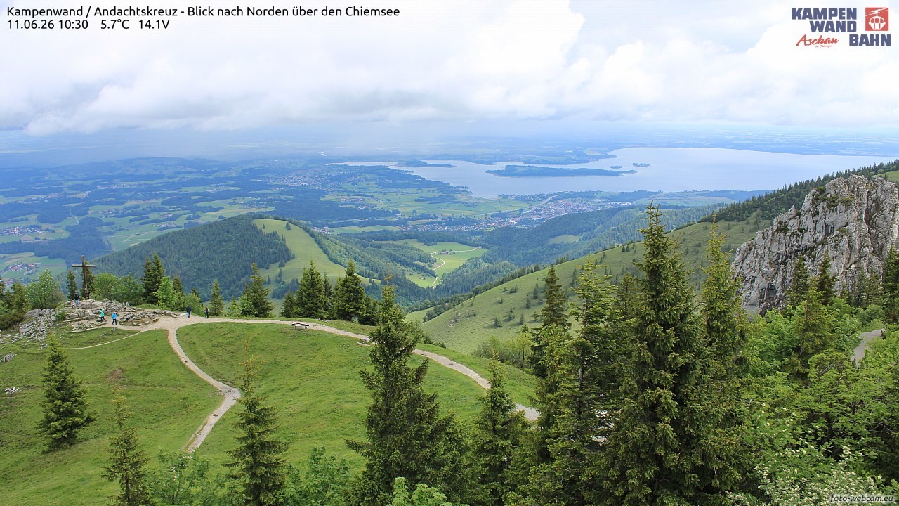Archiv Foto Webcam Kampenwand - Blick nach Norden über den Chiemsee