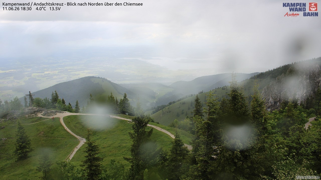 Archiv Foto Webcam Kampenwand - Blick nach Norden über den Chiemsee