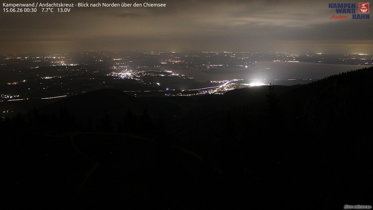 Archiv Foto Webcam Kampenwand - Blick nach Norden über den Chiemsee