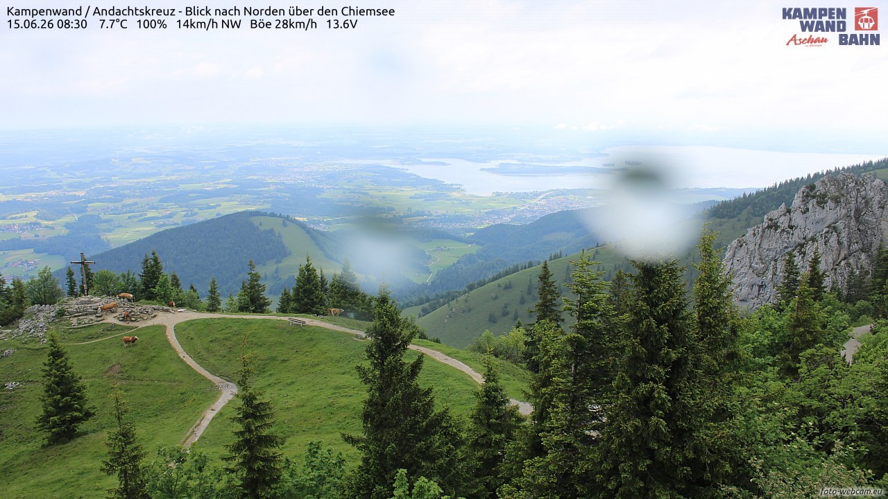 Archiv Foto Webcam Kampenwand - Blick nach Norden über den Chiemsee