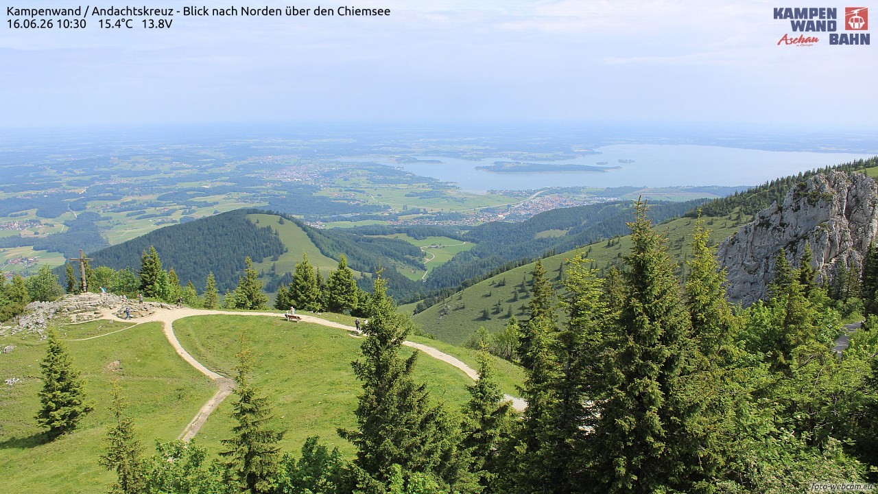 Archiv Foto Webcam Kampenwand - Blick nach Norden über den Chiemsee