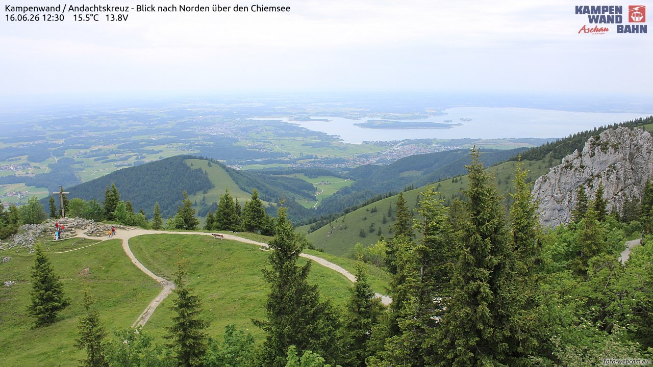 Archiv Foto Webcam Kampenwand - Blick nach Norden über den Chiemsee