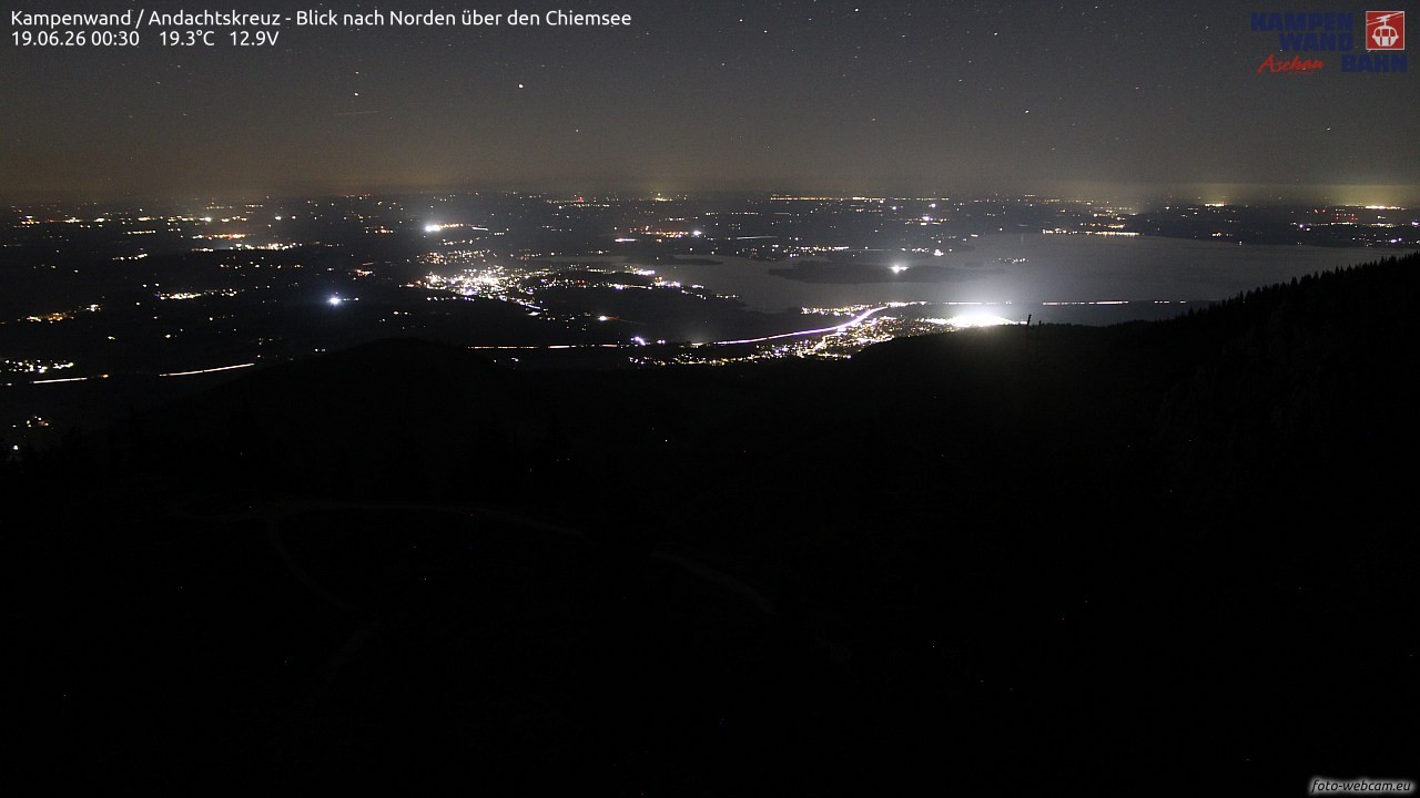 Archiv Foto Webcam Kampenwand - Blick nach Norden über den Chiemsee