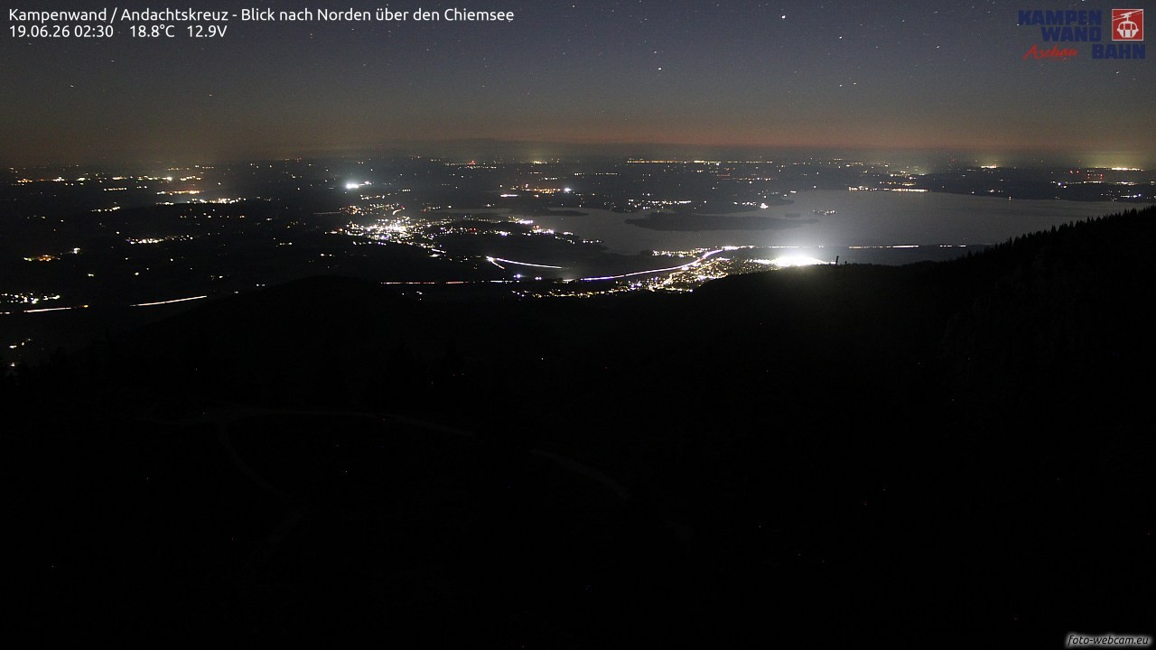 Archiv Foto Webcam Kampenwand - Blick nach Norden über den Chiemsee