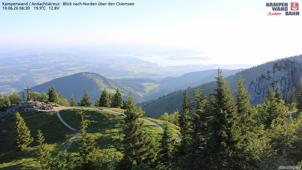 Archiv Foto Webcam Kampenwand - Blick nach Norden über den Chiemsee