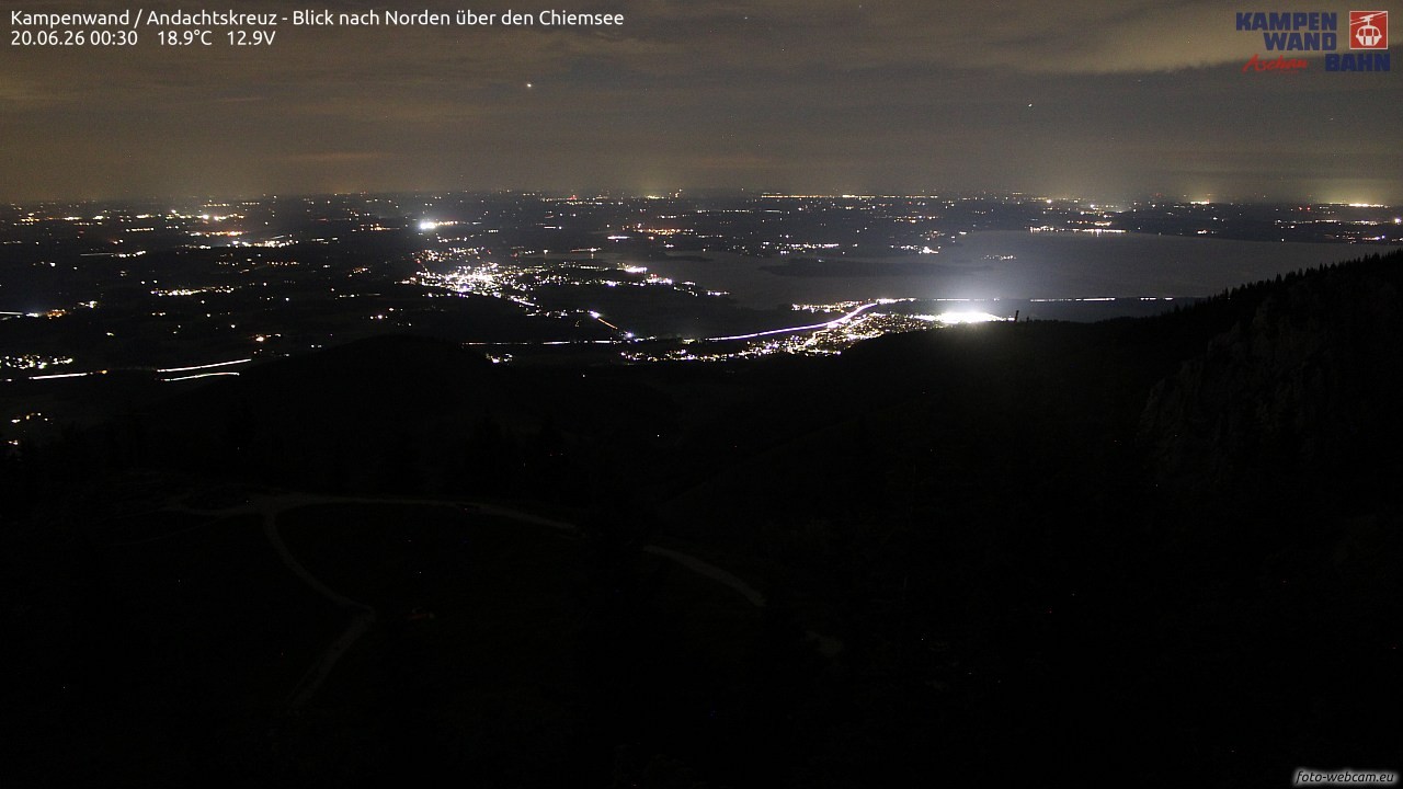 Archiv Foto Webcam Kampenwand - Blick nach Norden über den Chiemsee