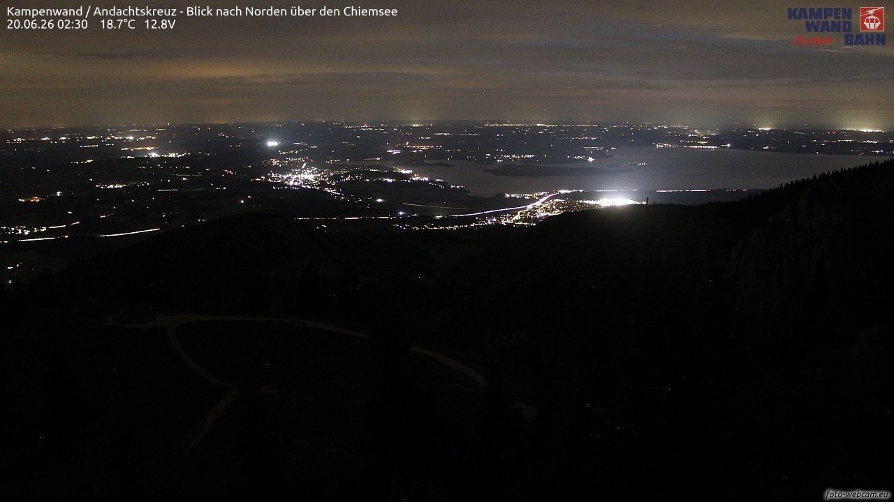 Archiv Foto Webcam Kampenwand - Blick nach Norden über den Chiemsee