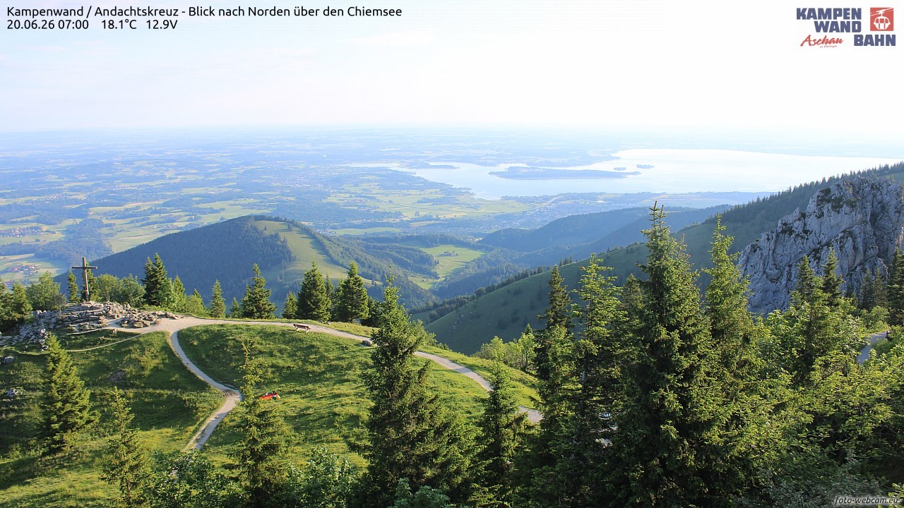 Archiv Foto Webcam Kampenwand - Blick nach Norden über den Chiemsee