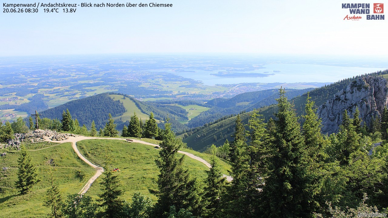 Archiv Foto Webcam Kampenwand - Blick nach Norden über den Chiemsee
