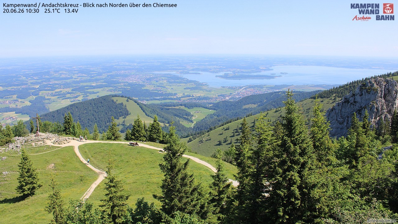 Archiv Foto Webcam Kampenwand - Blick nach Norden über den Chiemsee
