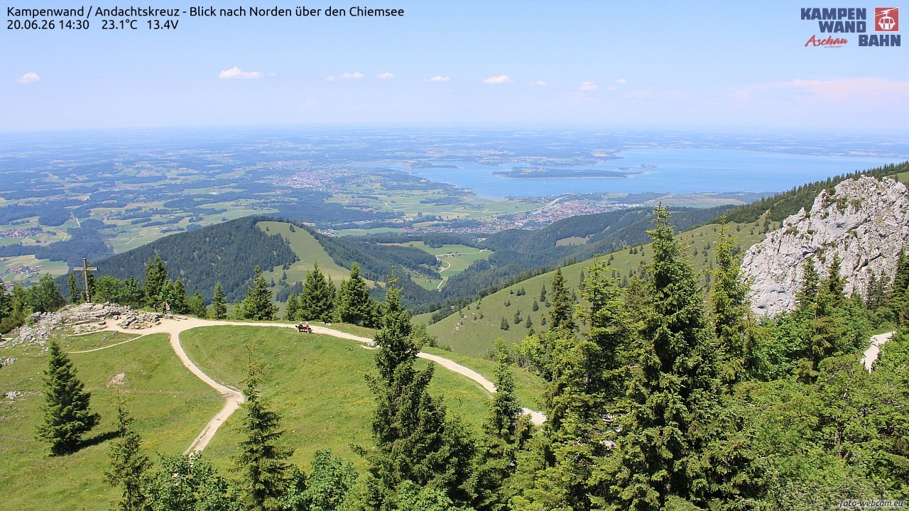 Archiv Foto Webcam Kampenwand - Blick nach Norden über den Chiemsee