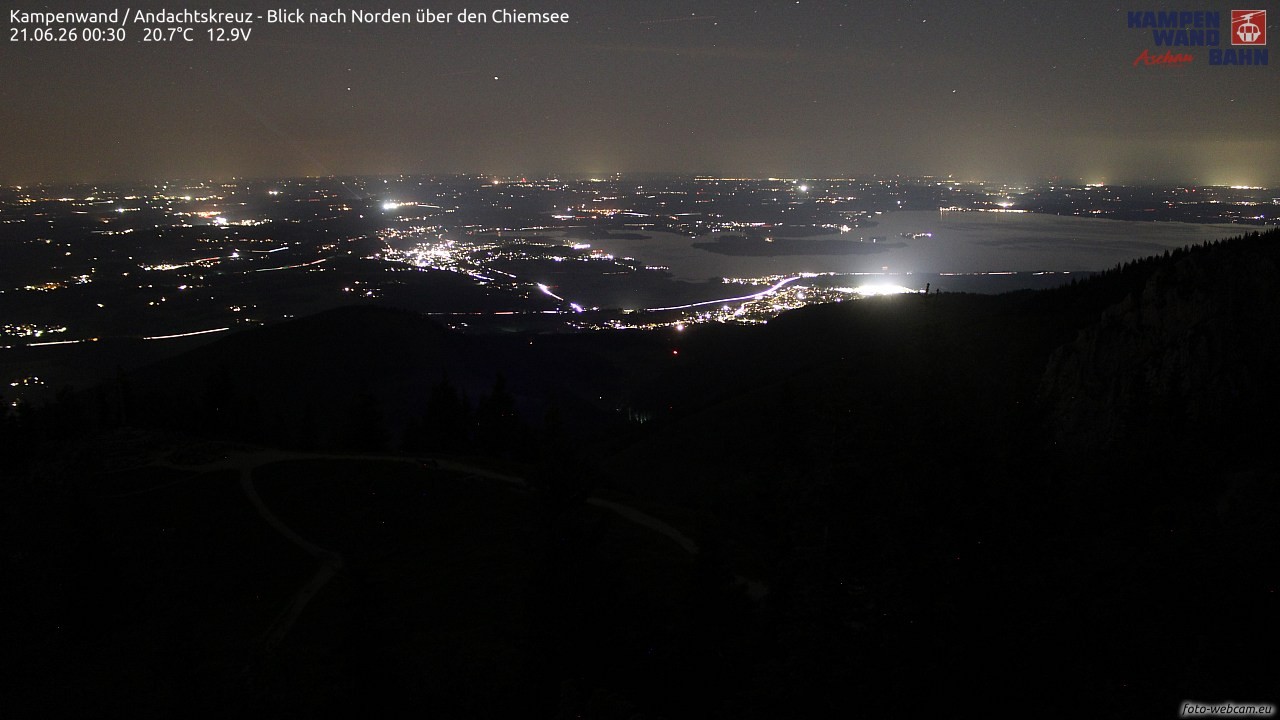 Archiv Foto Webcam Kampenwand - Blick nach Norden über den Chiemsee