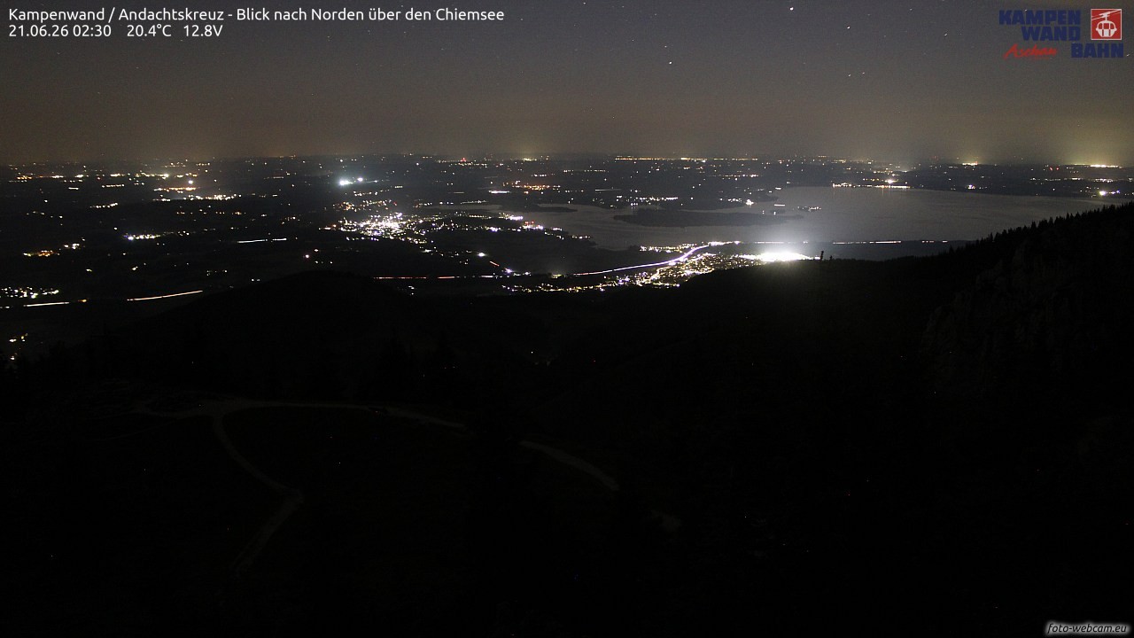 Archiv Foto Webcam Kampenwand - Blick nach Norden über den Chiemsee