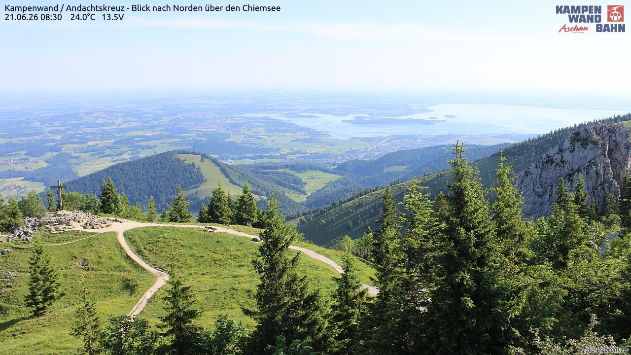 Archiv Foto Webcam Kampenwand - Blick nach Norden über den Chiemsee