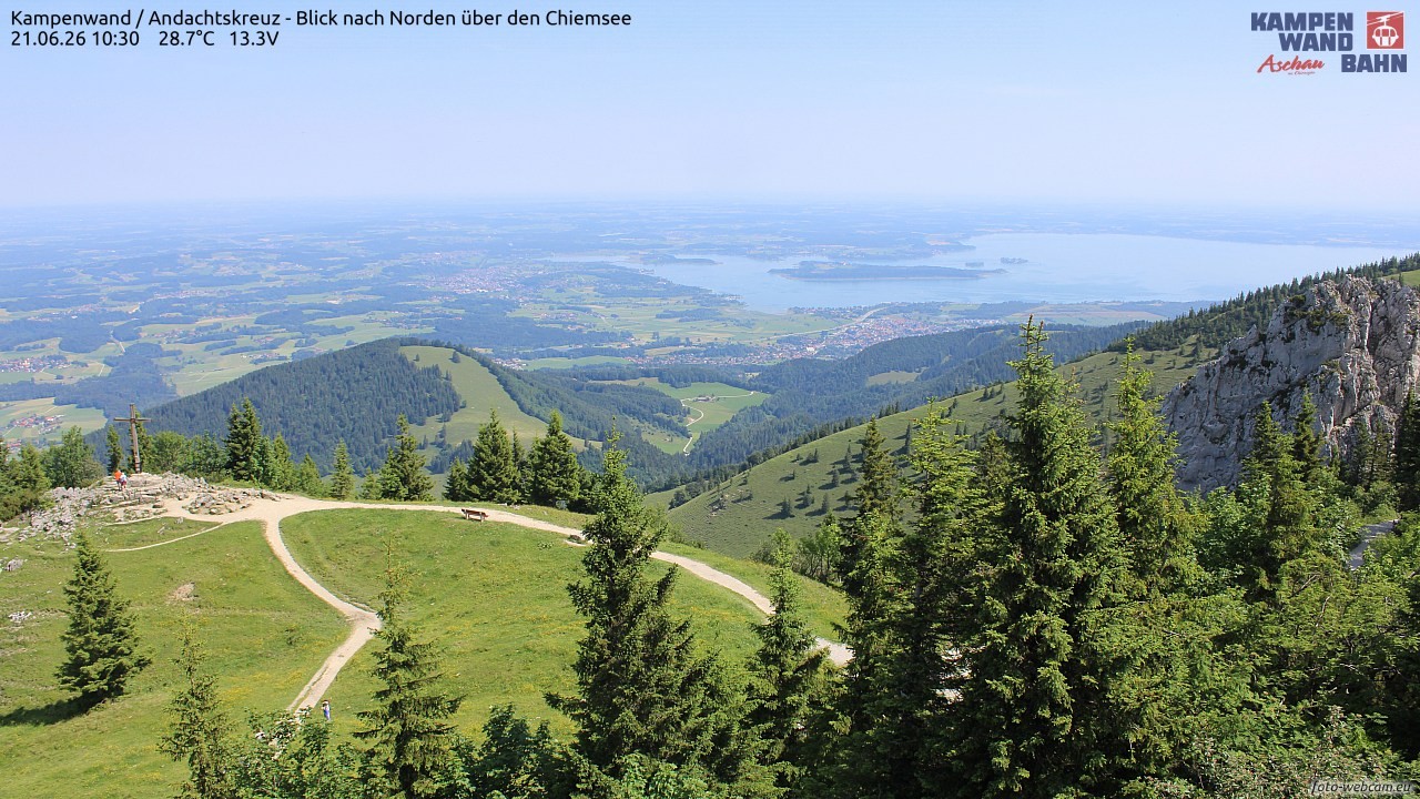 Archiv Foto Webcam Kampenwand - Blick nach Norden über den Chiemsee