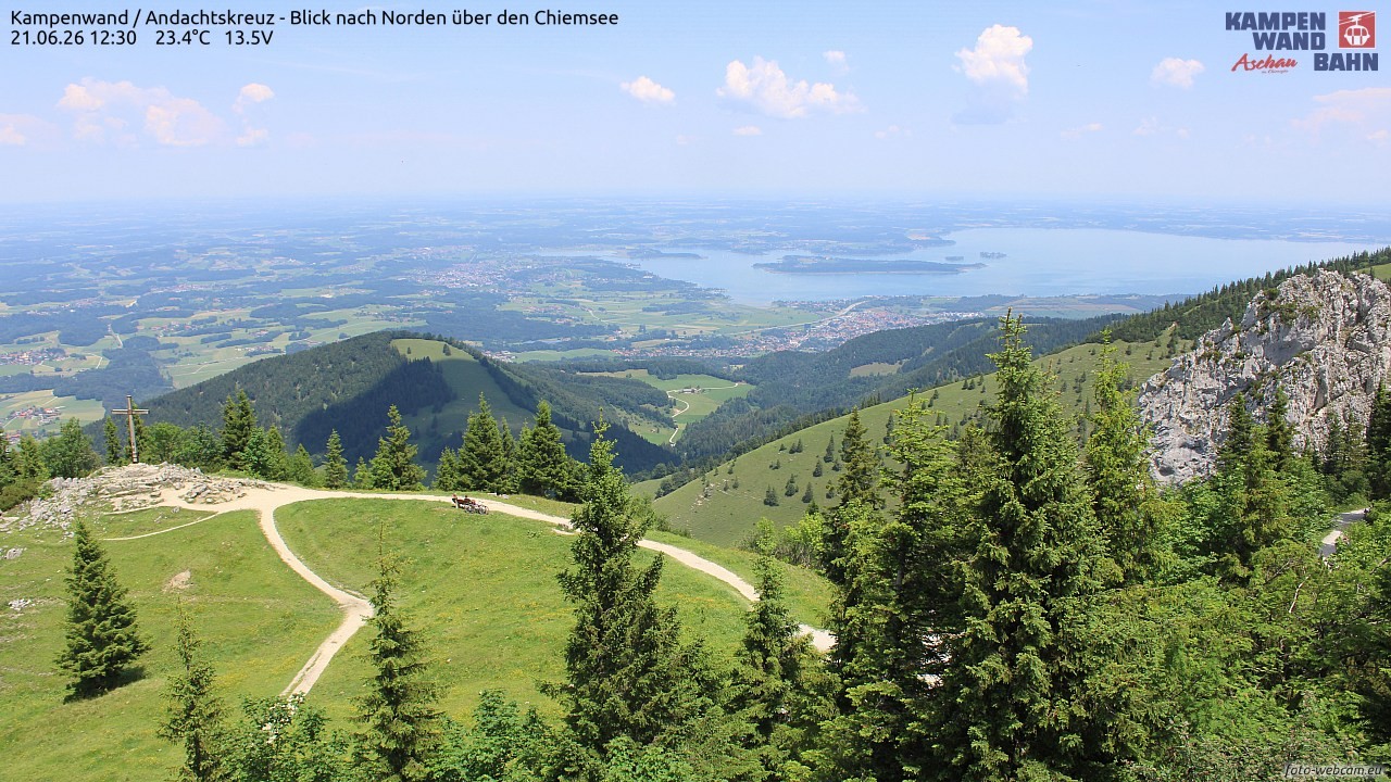 Archiv Foto Webcam Kampenwand - Blick nach Norden über den Chiemsee