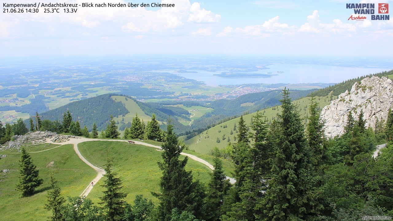 Archiv Foto Webcam Kampenwand - Blick nach Norden über den Chiemsee