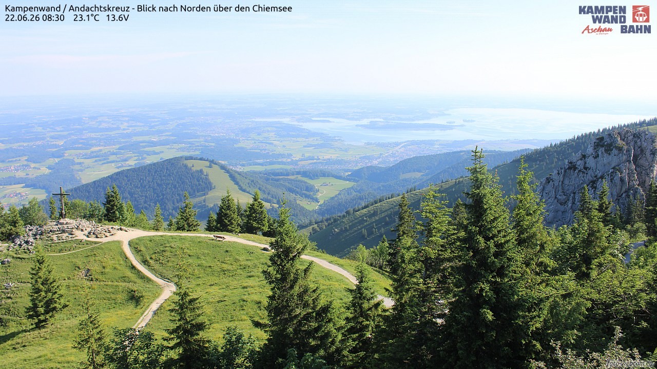 Archiv Foto Webcam Kampenwand - Blick nach Norden über den Chiemsee