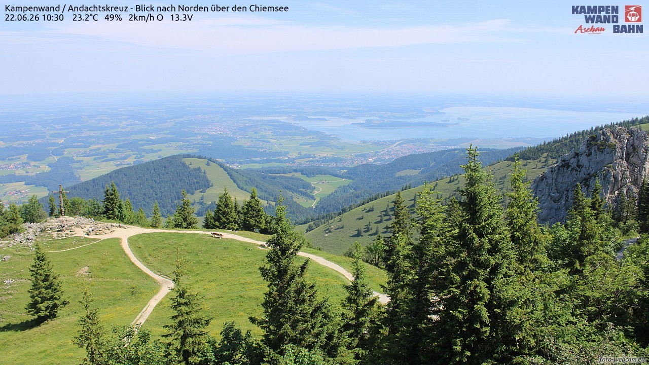 Archiv Foto Webcam Kampenwand - Blick nach Norden über den Chiemsee