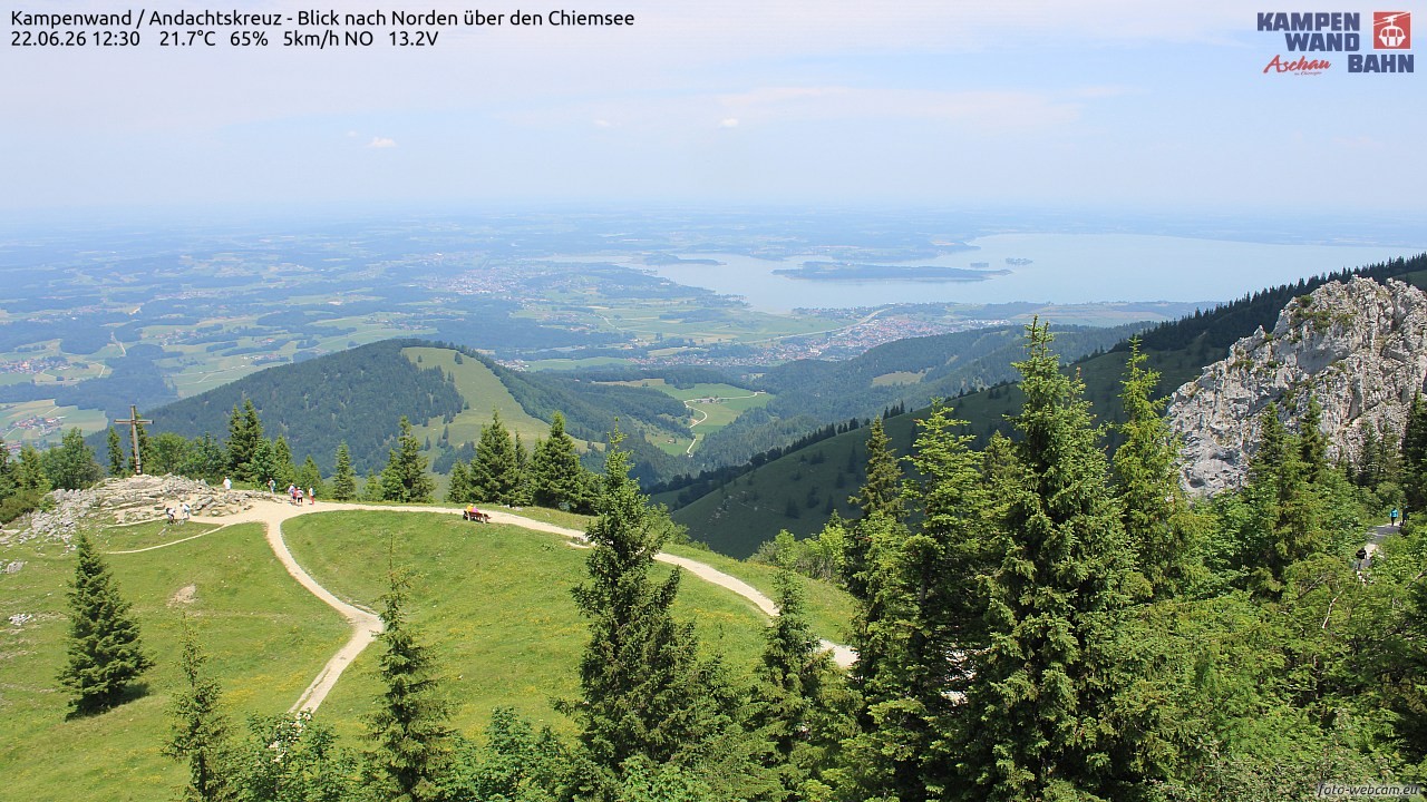 Archiv Foto Webcam Kampenwand - Blick nach Norden über den Chiemsee