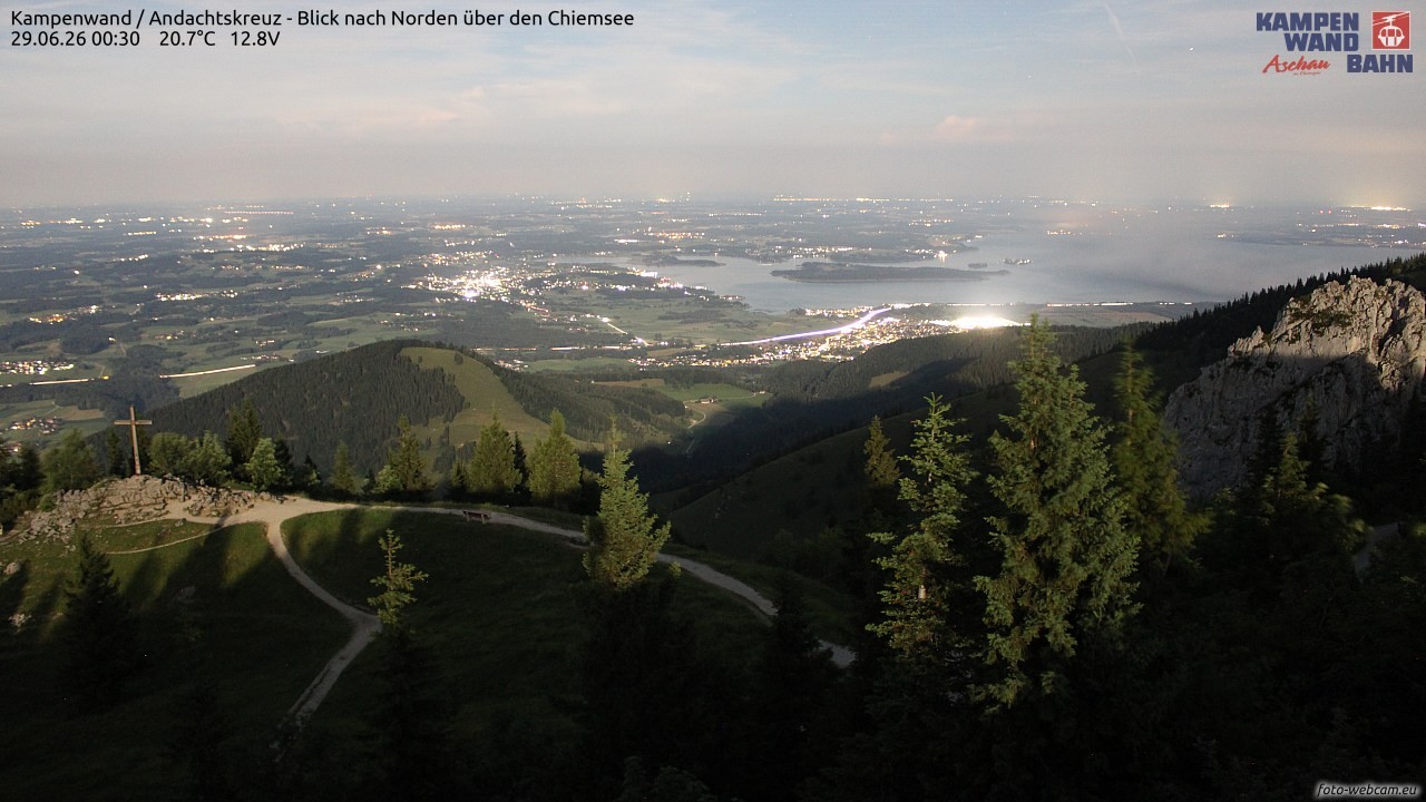 Archiv Foto Webcam Kampenwand - Blick nach Norden über den Chiemsee