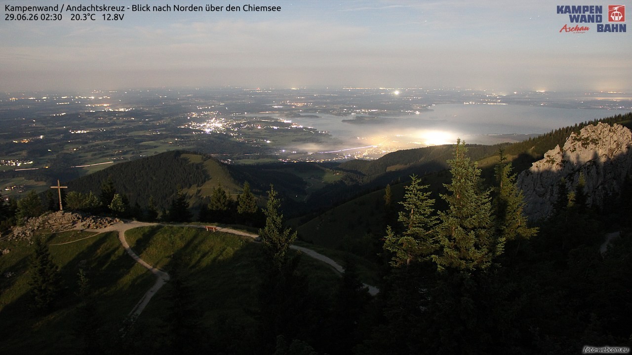 Archiv Foto Webcam Kampenwand - Blick nach Norden über den Chiemsee