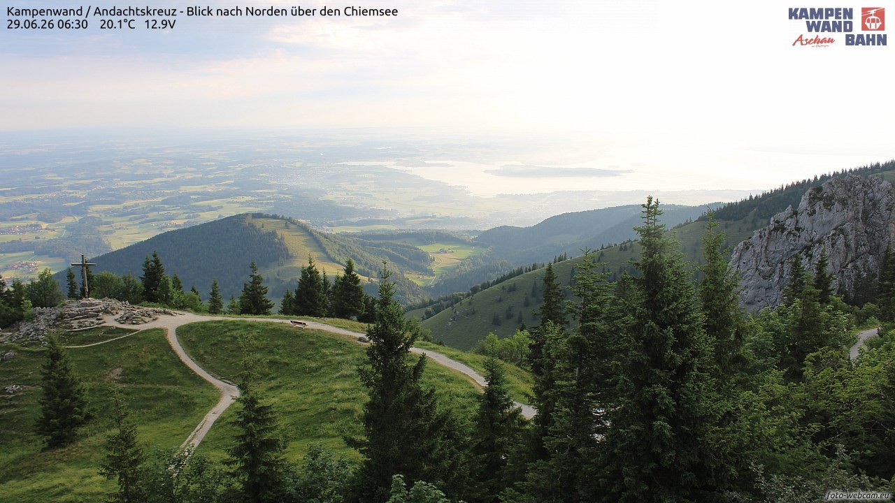 Archiv Foto Webcam Kampenwand - Blick nach Norden über den Chiemsee