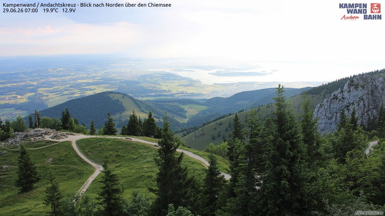 Archiv Foto Webcam Kampenwand - Blick nach Norden über den Chiemsee