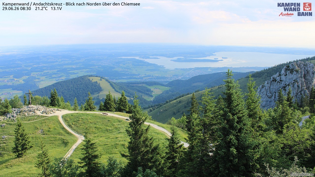 Archiv Foto Webcam Kampenwand - Blick nach Norden über den Chiemsee