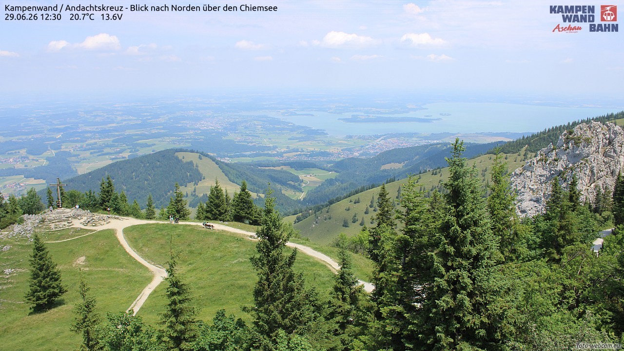 Archiv Foto Webcam Kampenwand - Blick nach Norden über den Chiemsee
